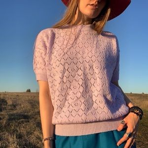 No tags - Vintage baby violet puffy shoulder crocheted sweater